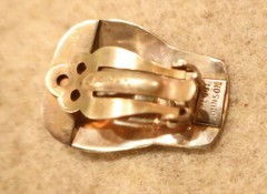 Chef Hat Clip-on Earrings; Sterling Silver; Made in USA by Peggy Johnson, 2004