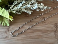 Stainless Steel Textured Paperclip Chain Necklace Handmade up to 18 1/4 in.-N348