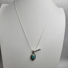 Small Number 8 Turquoise 925 Sterling Silver Closed Back Pendant. Rope/Bead