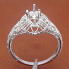 Marquise 4.5×8.5mm Semi Mount Solitaire Handcrafted Sterling Silver Vintage Ring