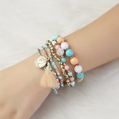 Boho Stackable Beaded Bracelets Set For Women Multilayer Tassel Coin Charm Boho