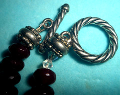 Artisan Faceted Ruby/Sapphire Sterling Silver Beaded Necklace 16″