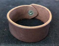 Dark Brown Leather Snap Button 9.5 Inch Bracelet Hand Made Simple No Pattern