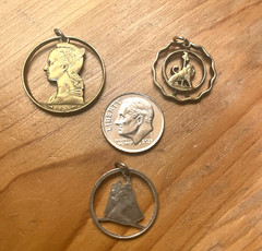 Lot of (3) Cut Coin Pendants for Necklaces Paraguay Canada Madagascar