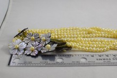 Beautiful Genuine Multi Pearl & Mother Of Pearl Flower Bib Statement Necklace
