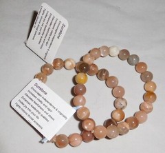 Natural Gemstone Sunstone Bracelets by Healing Light Stones Round Bead & Chip