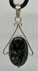 Natural Jasper Stone Handmade Silver Tone Ornate Design 2.5″ Pendant