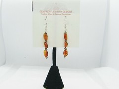 Elegant Sterling Silver Genuine BALTIC AMBER Dangle Earrings #147…Handmade USA