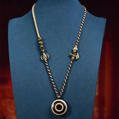 Handmade Adjustable Cord Necklace Natural Board Eye Dzi Bead Pendant Gift