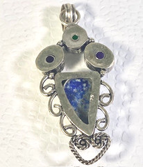 Lapis Lazuli Amethyst Green Onyx 4 Gemstone Handcrafted Pendant 10g 2.5 «