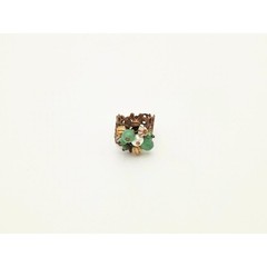 Adjustable Beaded Cluster Ring • Filigree • Green Aventurine & Pearl Jewelry