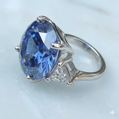RARE 12 Ct Certified Campanula Blue Diamond Ring, Great Sparkle, FREE Studs