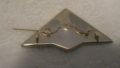 Triangle Shape Brooch~Multi-Color~Mosaic Style~2 7/8″ x 1 5/8″~1980’s