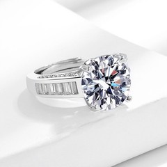 High Carbon 5CT Diamond Ring with Dual Track Bands and Adjustable Elastic Clasp