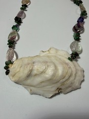 OOAK Handmade Oyster Shell Made with Swarovski Amethyst Aventurine Fluorite