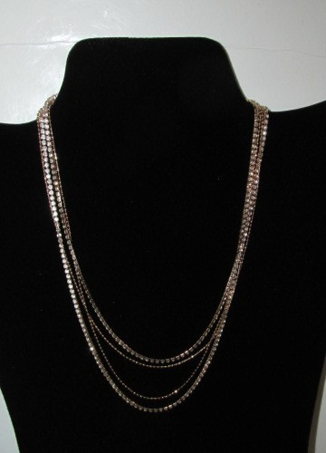 J#57 – Metal chain Necklace with faux diamonds. Adjustable chain 14 – 16″ long