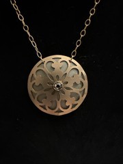 Vintage HOLLY YASHI NECKLACE signed w Darkened Gold Tone, And Green Accents Crys