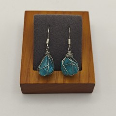 New Sterling Silver Colored Blue Stone Filigree Artisan Hook Earrings 4g