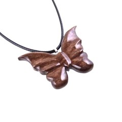 Wooden Butterfly Necklace, Butterfly Pendant, Hand-Carved Wood Jewelry for Women