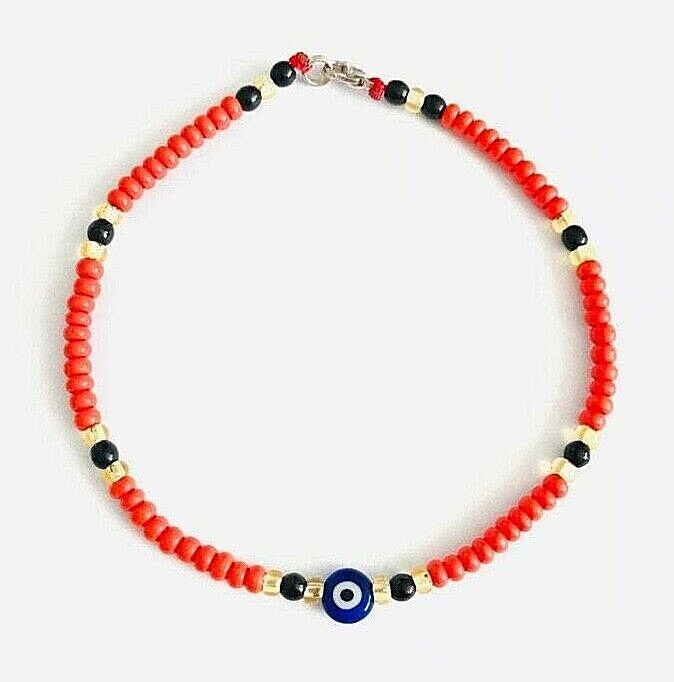 Dark Blue Evil Eye Anklet Protection,Luck 10″/Tobillera de Ojo Azul 10″ – A43
