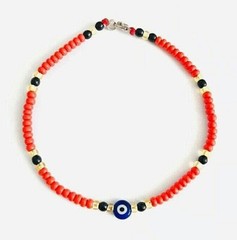Dark Blue Evil Eye Anklet Protection,Luck 10″/Tobillera de Ojo Azul 10″ – A43