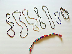 1980s Handmade 5 Bead Necklaces With Clasps + 3 Bracelets Multicolor Vintage Lot