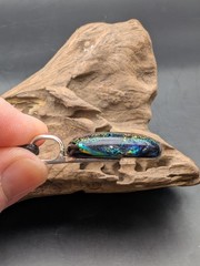 Purple Multicolor Necklace Fused Glass Dichroic Silver bail #94