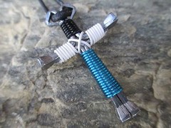 NECKLACE CROSS HORSESHOE NAIL (10 PACK mix colors) VBS, youth group adjustable