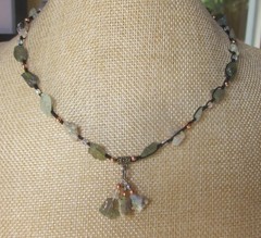 Necklace Raw Gems Black Ethiopian Fire Opal Apatite Aquamarine Peasant Princess