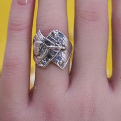size 5.5, vintage Sterling silver handmade ring, 925 textured band