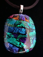 HANDCRAFTED Dichroic Sculptured Fused Glass Pendant / FOCAL PIECE
