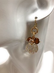 Champagne Quartz Copper Pearls Dangle Earrings In Vermeil Gold Jewelry