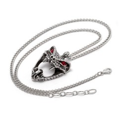Heavy Metal Pewter Viper Red Crystal Eyes Snake Necklace PRE-ORDER!