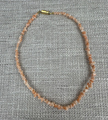 Coral Chip Choker 16″ Necklace Snap in Hook Clasp Peachy Orange Delicate