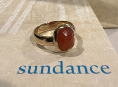 New Sundance Catalog Gold Vermeil Faceted Rectangle Red Onyx Ring Size 7