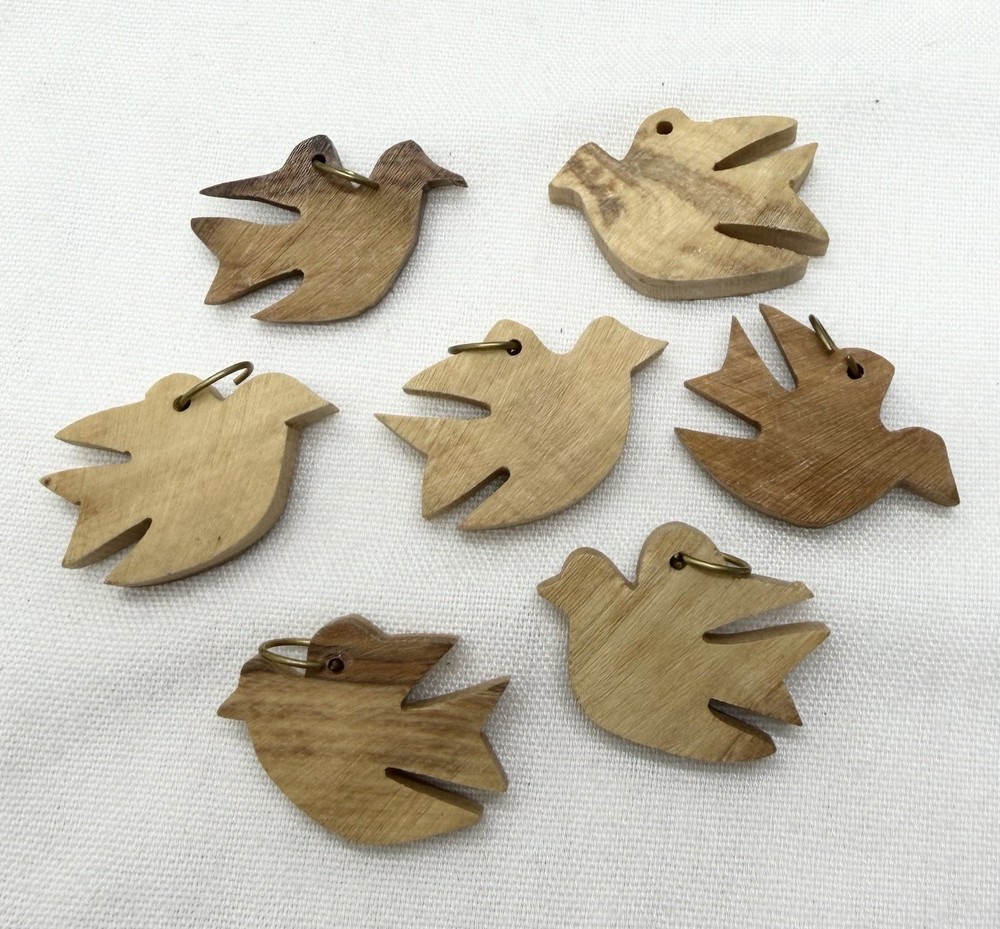 7 Wood Dove Bird Of Peace Pendants For Necklace