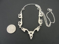 Multi Color Stones V Shape Swirls Sterling 925 Silver Necklace 16″ Long