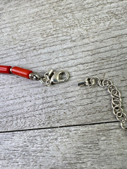 Artisan Made In Montana Red Coral & Silvertone Necklace 18″