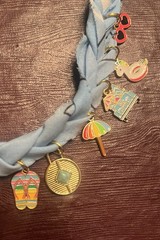 Handcrafted Light Blue Bandana Boho Necklace, Summer Charms, Beach Jewelry