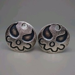 Artisan Abstract Face Sterling Silver Stud Earring Charms 3.7g Unsigned Tested