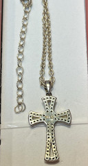Vintage Sterling Silver .925 REL Gold Wash Cross & CZs & X Pendant Necklace