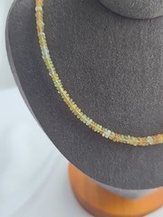 Natural Ethiopian Opals Gemstone Small Bead Necklace Sterling Clasp 16-20″