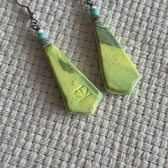 Hand Mage Multi Colored Polymer Clay Dangling Earrings 2.5 Inch