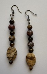 Jasper And Tigers Eye Stick Earrings