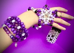 Purple Kandi Boba Pony Bead Bracelet Set – 4-Piece Stackable Rave / EDC Jewelry