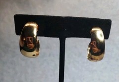 Vintage Sterling Silver Gold Vermeil Oval Hoops Huggie Clipon Earrings Signed 1″