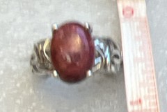 Natural Norwegian Thulite Solitaire Ring in Platinum Over Sterling Silver 5.75 c