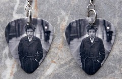 Black, Gray and White Bob Dylan Guitar Pick Earrings