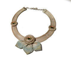 Sarah Cavender Gold Copper Antique Bib Collar Necklace Floral Pendant NWT $299
