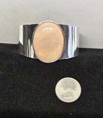 Vintage DTR Jay King Sterling Silver Rose Quartz Cuff Bracelet 55.4 Grams